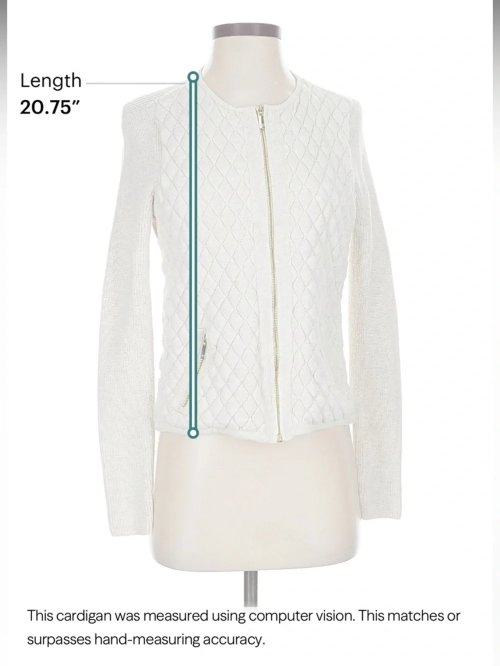 Charter Club Cream Quilted Zip-Front Knit Bomber Jacket - Picture 5 of 7